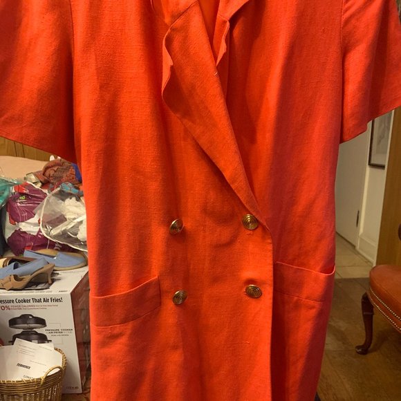 Orange linen dress - Picture 2 of 6